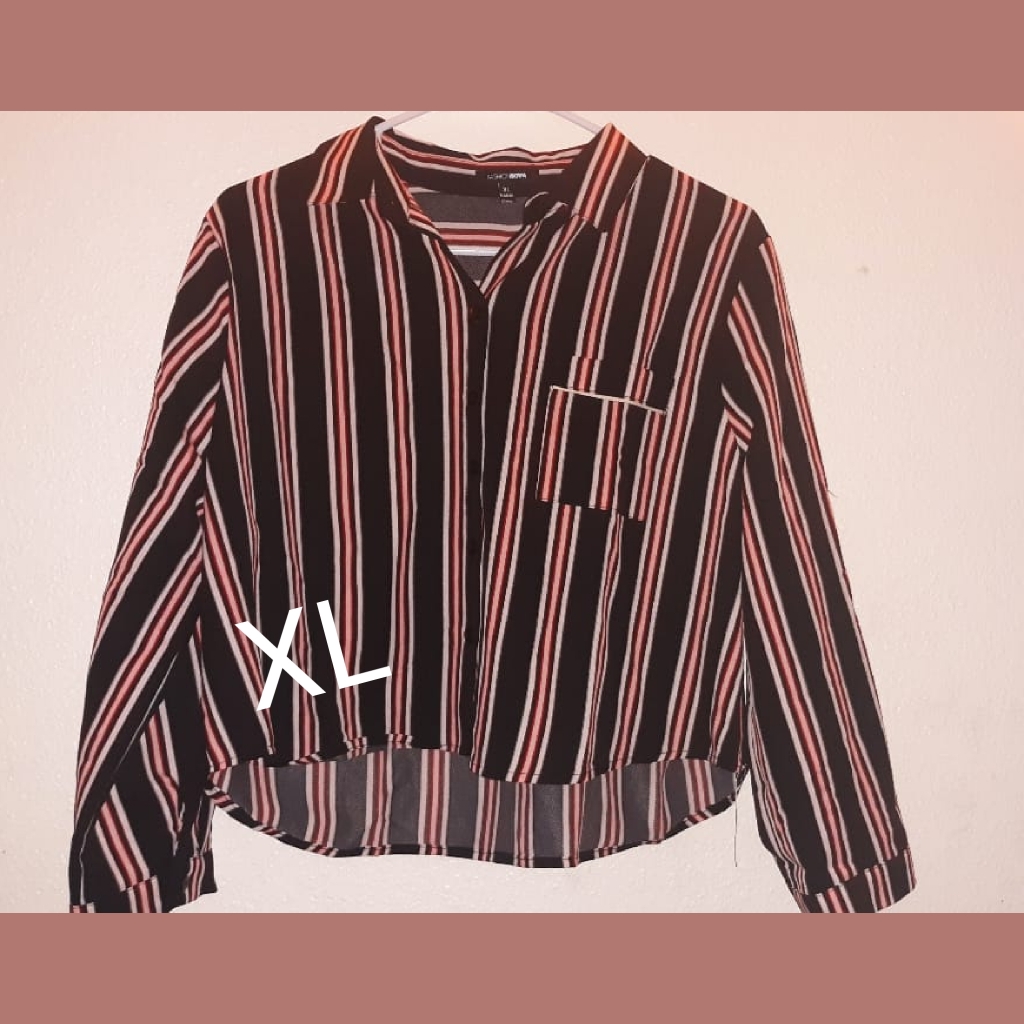 Red/White/Black Stripes Top